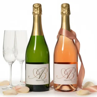 Addie Belle 2-Bottle Starter — Rosé and Brut in gift shipper.
